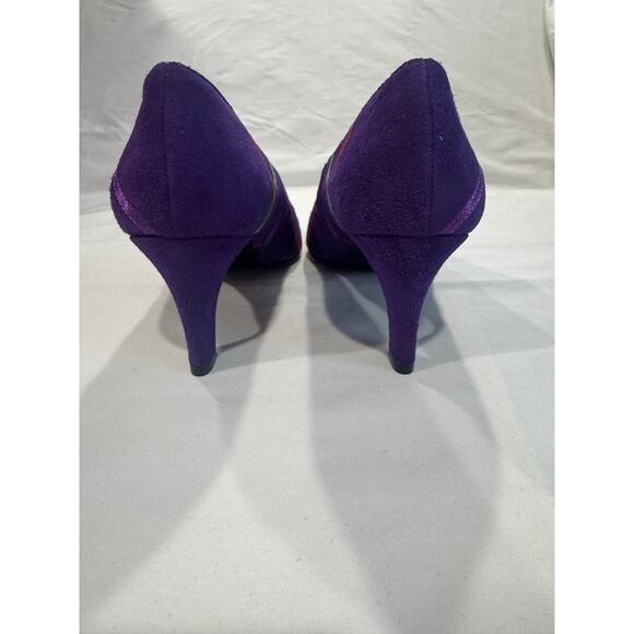 Pazzo Purple Suede & Multicolored Ribbon Size 8B Pump - Picture 6 of 13